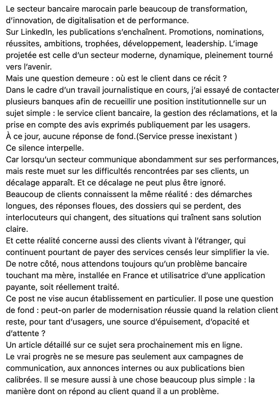 Article sur le secteur bancaire marocain
